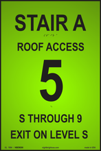 Load image into Gallery viewer, Photoluminescent Stairwell Floor Level sign Glowing NFPA ICC UL 1994