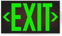 Load image into Gallery viewer, OSHA Photoluminescent Exit Sign (Red) 100 ft. | UV Inks on Aluminum | 15" x 8.5" | HEAT Resistant | COLD Tolerant | WEATHER Proof. - Made in USA | Item LDR-100