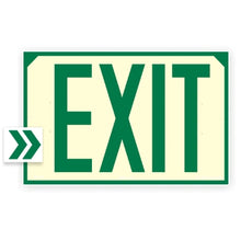 Load image into Gallery viewer, OSHA Photoluminescent Exit Sign (Green) UV Inks on Aluminum 12" x 7.5" | HEAT Resistant | COLD Tolerant | WEATHER Proof. - Made in USA | Item OCG-050