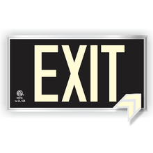 Load image into Gallery viewer, Photoluminescent Exit Sign UL 924 Black Background for wall with Frame
