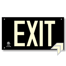 Load image into Gallery viewer, Photoluminescent Exit Sign UL 924 Black Background for wall with holes and hardware