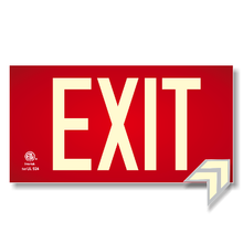 Load image into Gallery viewer, Photoluminescent Exit Sign UL 924 Red Background
