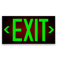 Load image into Gallery viewer, Photoluminescent Exit Sign UL 924 Red Background Glowing two arrows