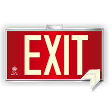 Load image into Gallery viewer, Photoluminescent Exit Sign UL 924 Red Background for ceiling
