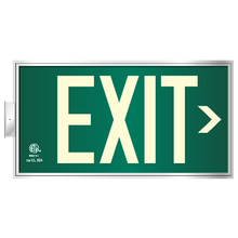 Load image into Gallery viewer, UL Photoluminescent Exit Sign with frame and bracket Green
