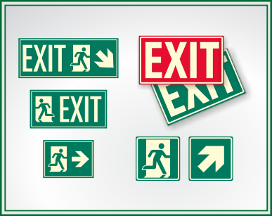 Glow in the dark exit and evacuation signs