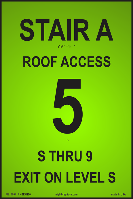 Photoluminescent Stairwell sign Glowing