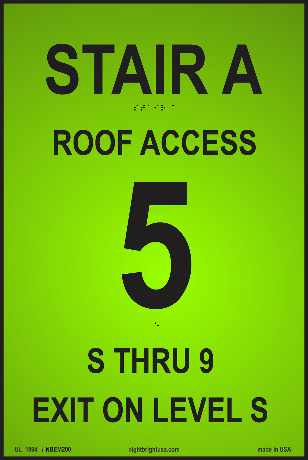 Photoluminescent Stairwell sign Glowing