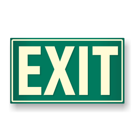 Glow in the dark exit sign Green 