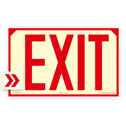 Exit Sign In Red OSHA Photoluminescent Exit Sign (Red) UV Inks on Aluminum 12
