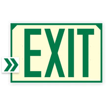 Load image into Gallery viewer, OSHA Photoluminescent Exit Sign (Green) UV Inks on Aluminum 12&quot; x 7.5&quot; | HEAT Resistant | COLD Tolerant | WEATHER Proof. - Made in USA | Item OCG-050
