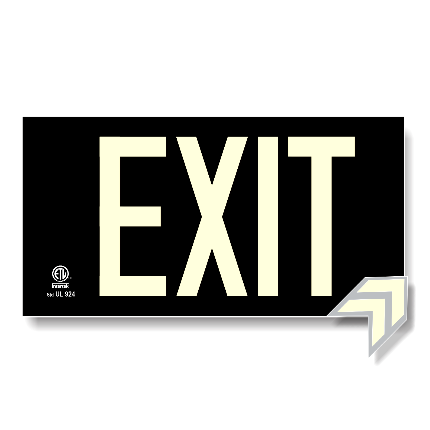 Photoluminescent Exit Sign UL 924 Black