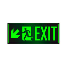 Load image into Gallery viewer, Photoluminescent Directional Exit Sign Down Left Arrow Glowing
