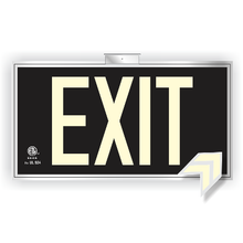 Load image into Gallery viewer, Photoluminescent Exit Sign UL 924 Black Background for ceiling
