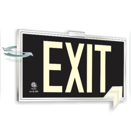 Photoluminescent Exit Sign UL 924 Black with Frame and Bracket Double sided