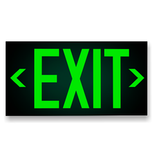 Load image into Gallery viewer, Photoluminescent Exit Sign UL 924 Green Background Glowing two arrows
