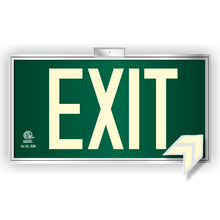 Load image into Gallery viewer, Photoluminescent Exit Sign UL 924 Green Background for ceiling
